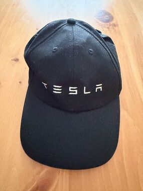 Tesla Black Cap with White Logo Stitching
